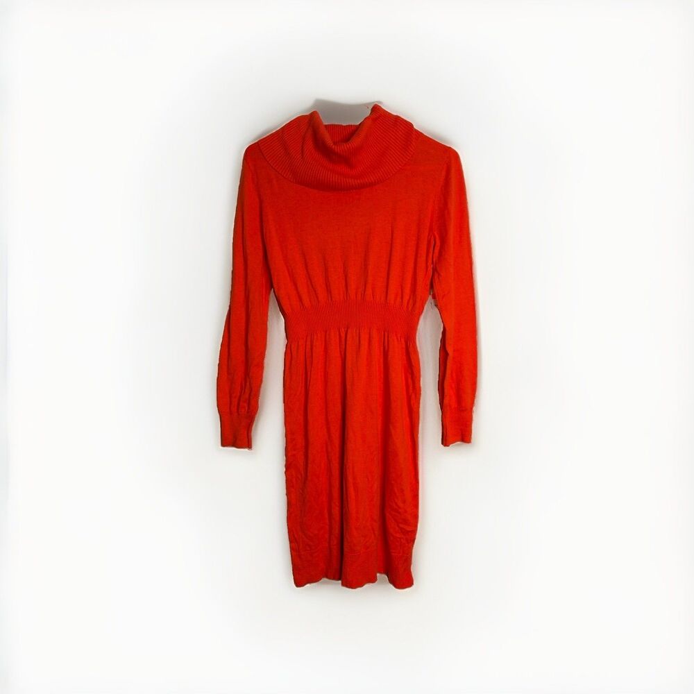 Old Navy Orange Turtleneck Sweater Dress Size Medium Long Sleeve Knee Length